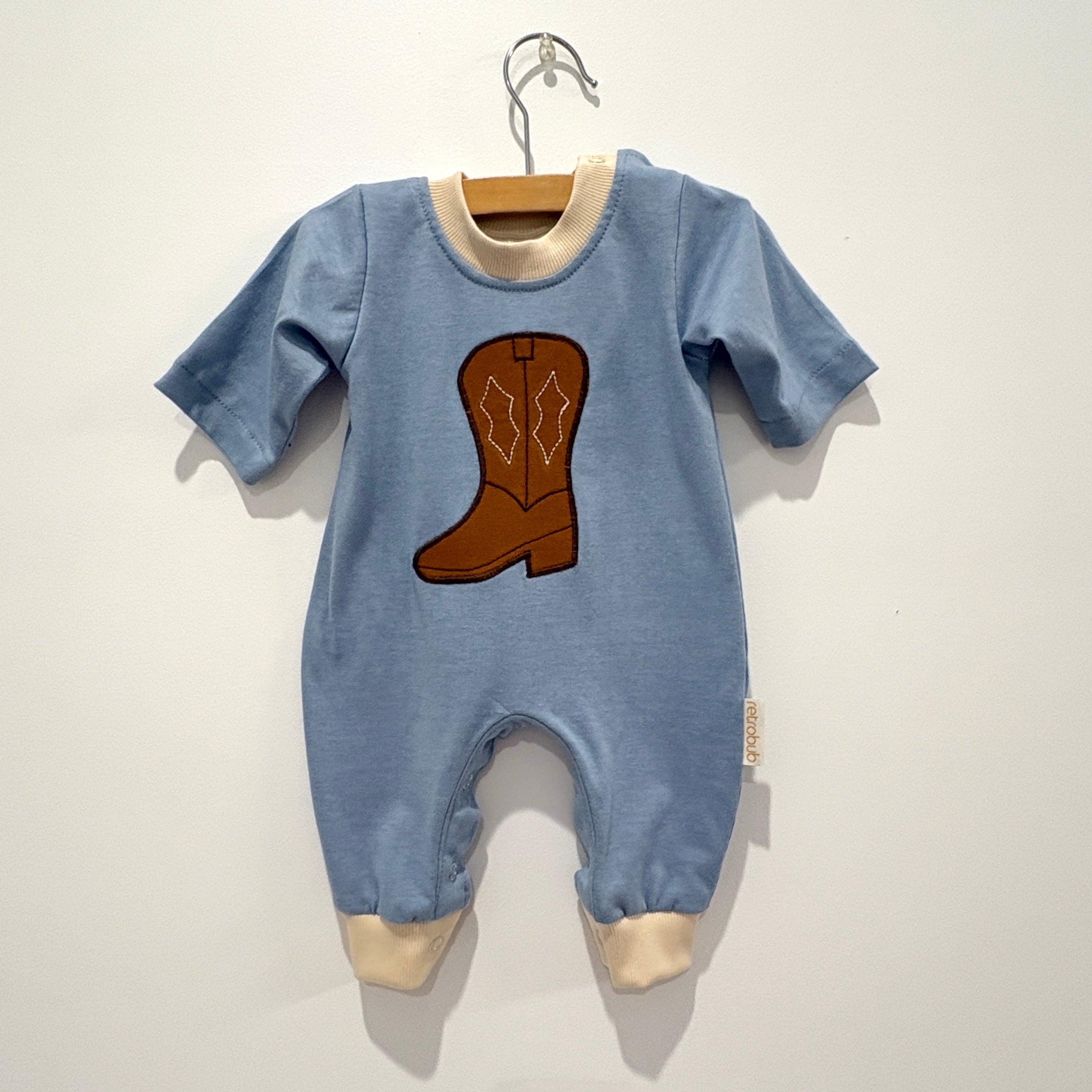 Blue COWBOY BOOT winter onesie