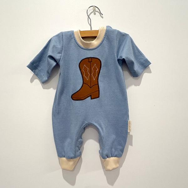 Blue COWBOY BOOT winter onesie