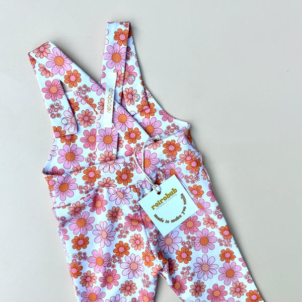 PINK daisy bells overalls