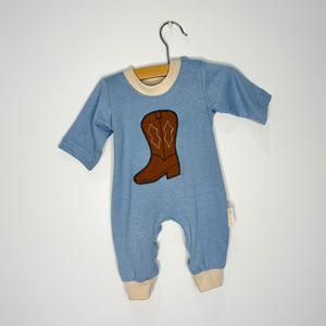 Blue COWBOY BOOT winter onesie