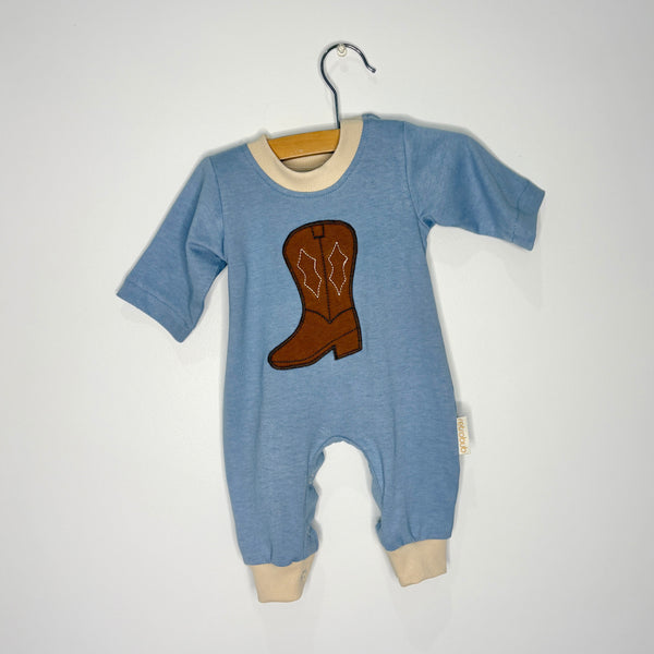 Blue COWBOY BOOT winter onesie