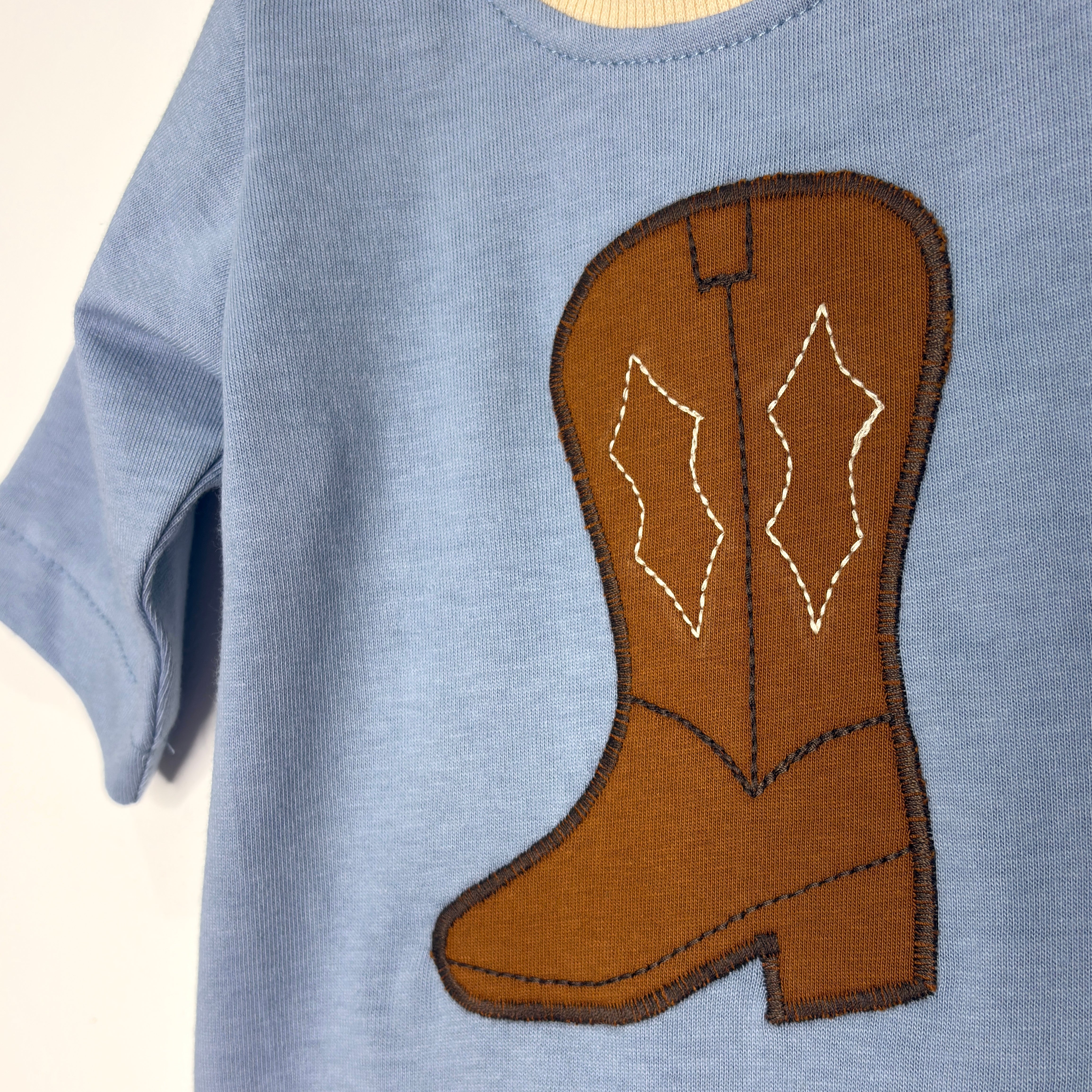 Blue COWBOY BOOT winter onesie