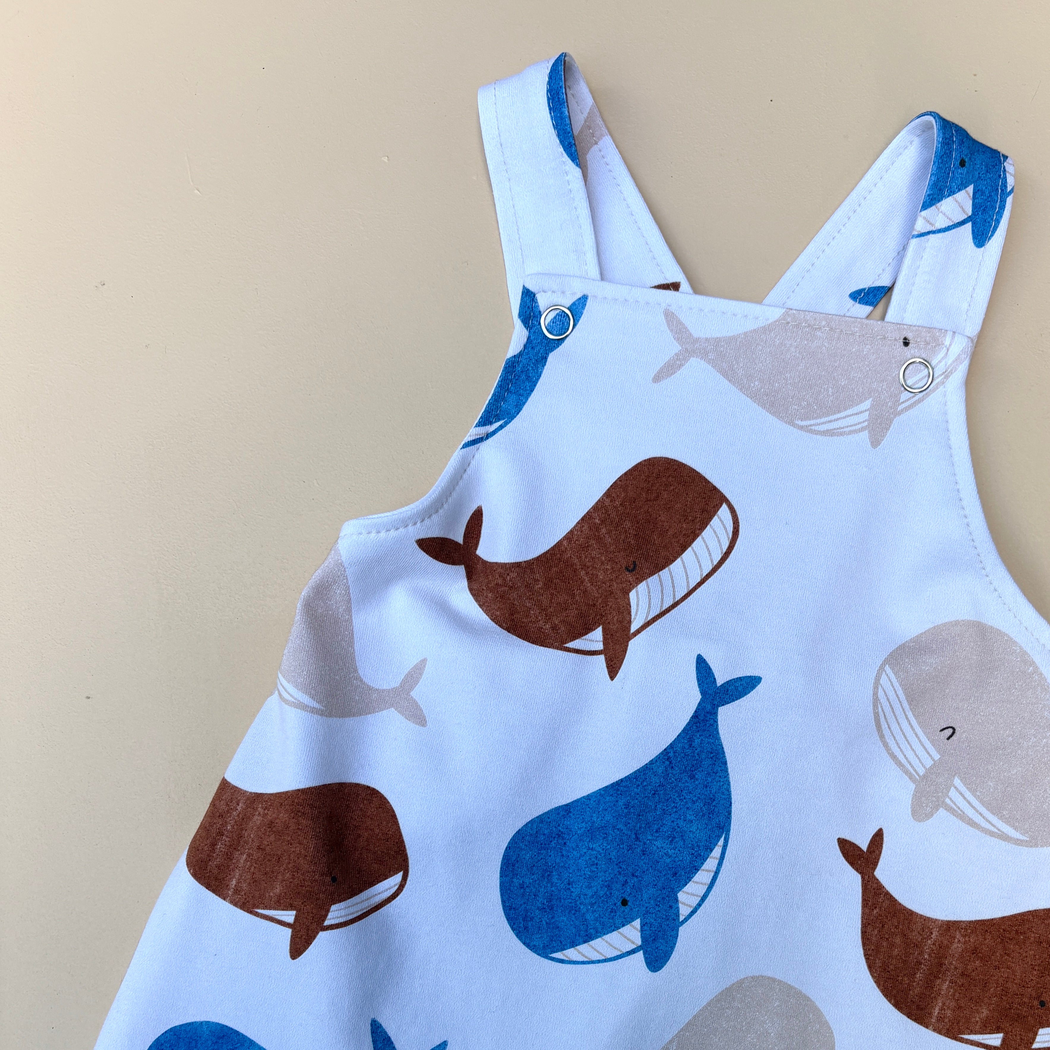 happy WHALE knit overalls