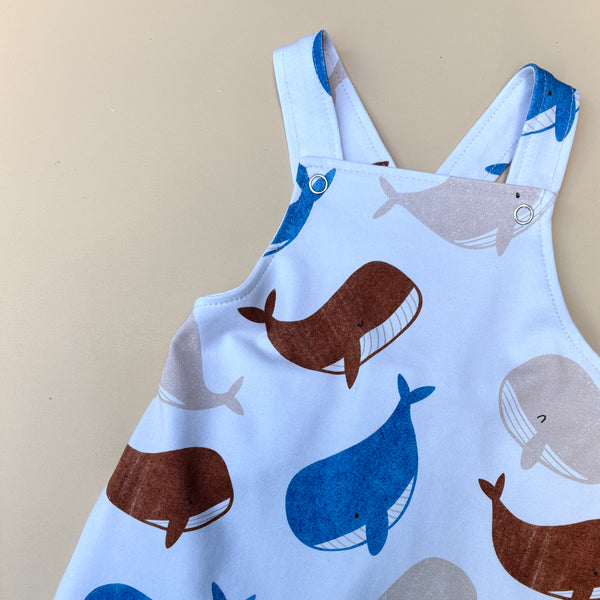 happy WHALE knit overalls