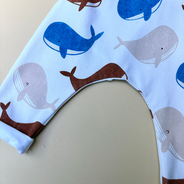 happy WHALE knit overalls