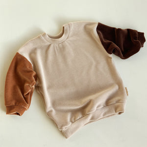 VELOUR RIB baggy jumper - COCOA